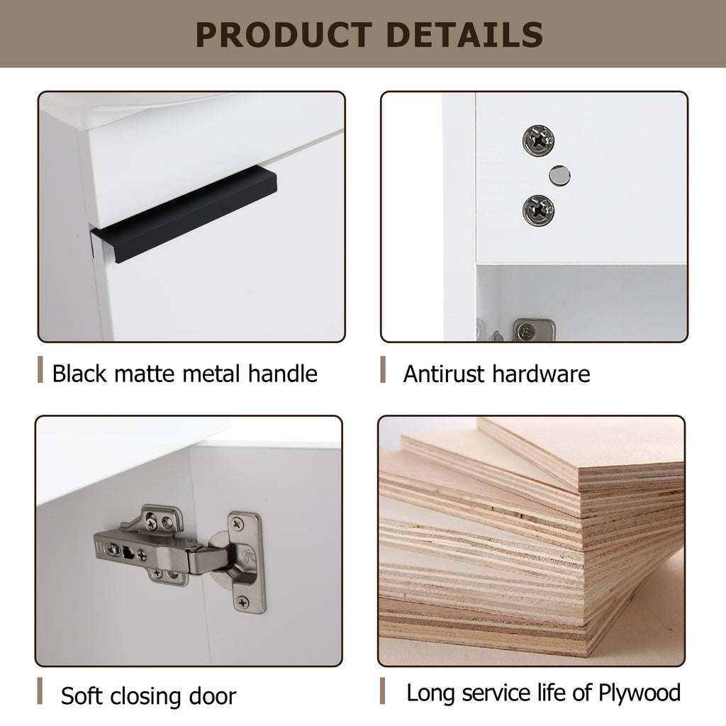 Soft Close Doors Bathroom Vanity With Sink and Storage Rack,16 Inch For Small Bathroom