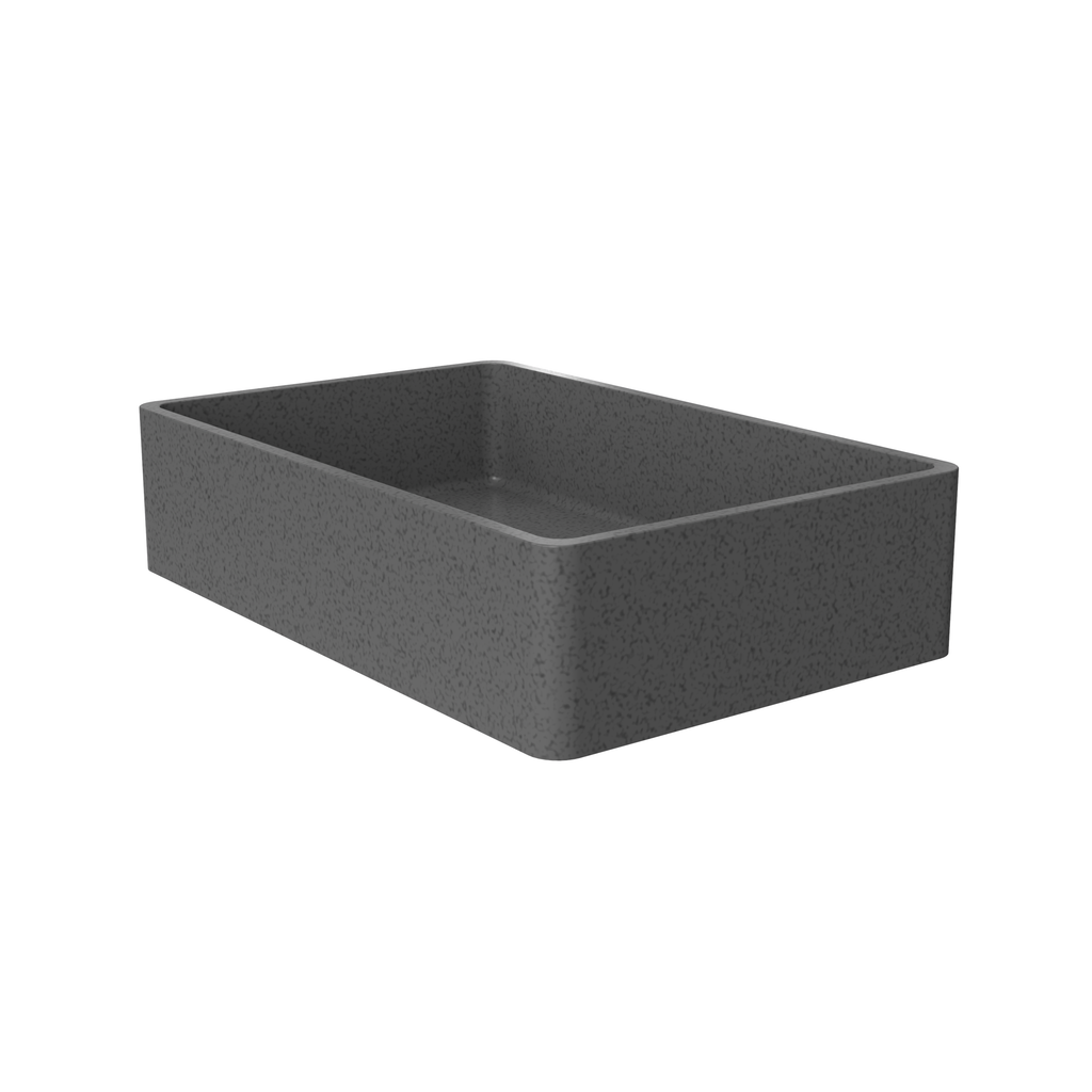 19.68'' Concrete Vessel Rectangular Modern Dark Gray with Patterns Bathroom Sink