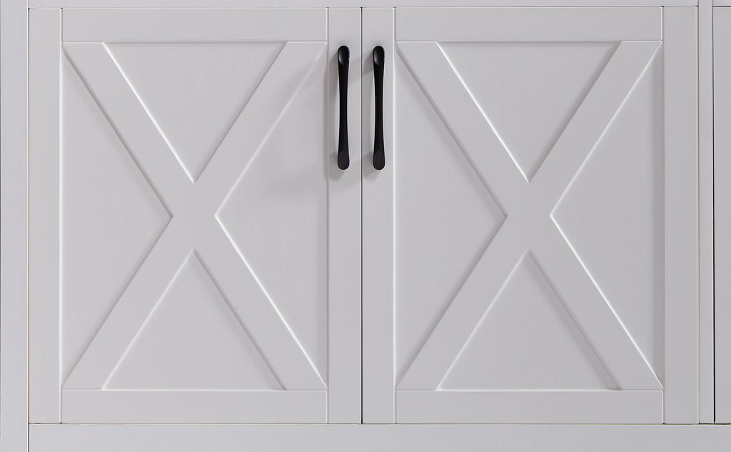 TV Cabinet Set Multifunctional TV Wall, One TV Cabinet and Two Sideboards for Living Room, White, 113.5''L x 15''W x 68''H.