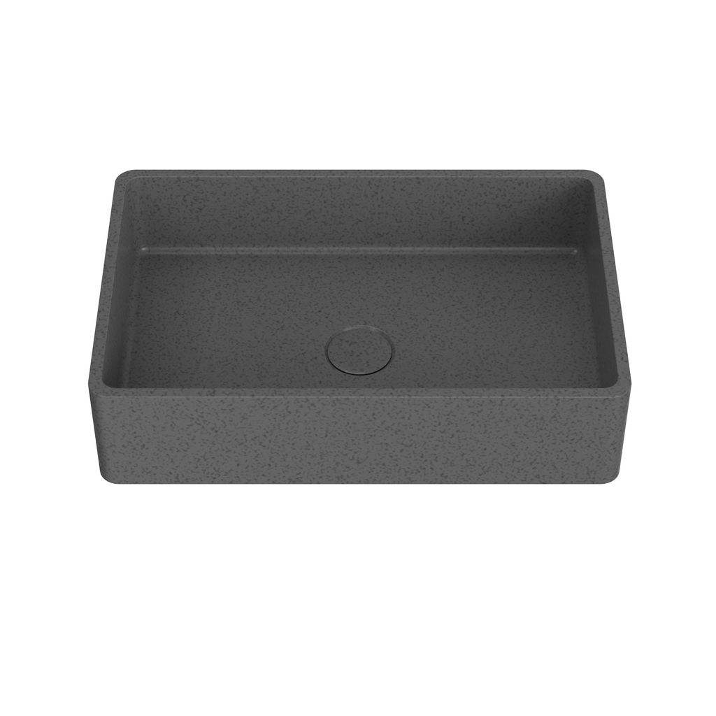 19.68'' Concrete Vessel Rectangular Modern Dark Gray with Patterns Bathroom Sink